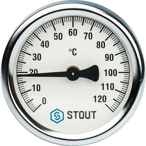 Термометр биметаллический накладной с пружиной 1/2" корпус 63мм Stout